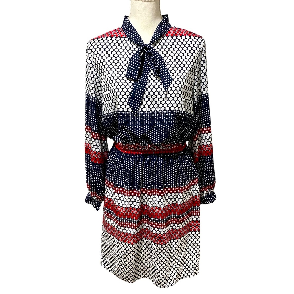 Tommy Hilfiger Collared Long Sleeve Polka Dot Dress Size Medium